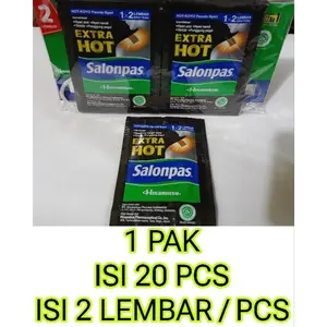 PAKET USAHA 1 PAK ISI 20 PCS ISI 1*2LEMBAR salonpas kemasan ekonomis isi 2lembar salonpas extra hot 1x2lembar salonpas extra hot hitam 1x2lembar