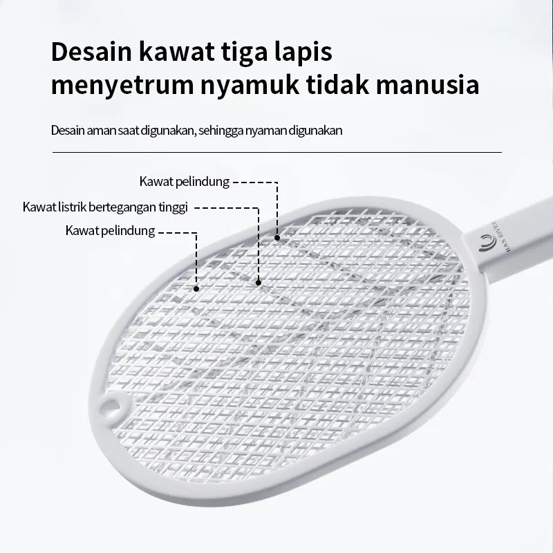 【COD】Homelix Raket nyamuk 3 in 1 Mosquito killer HRDWP01WT putih Baterai Listrik Kabel 8