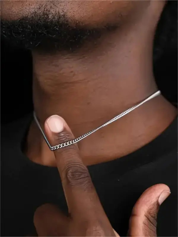 Simple Matching Chain Necklace, Men's Accessories, Stainless Steel Minimalist Necklace Jewelry for Party, Daily Clothing Decor, Classic Fashion Accessories for Daily Wear, Necklaces Men, Performative Jewelry Men 4
