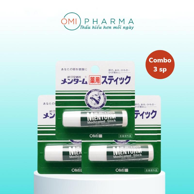  Combo Son dưỡng ẩm bạc hà dành cho môi khô Omi Brotherhood Menturm Nhật Bản Tuýp 4g Cosmetic 