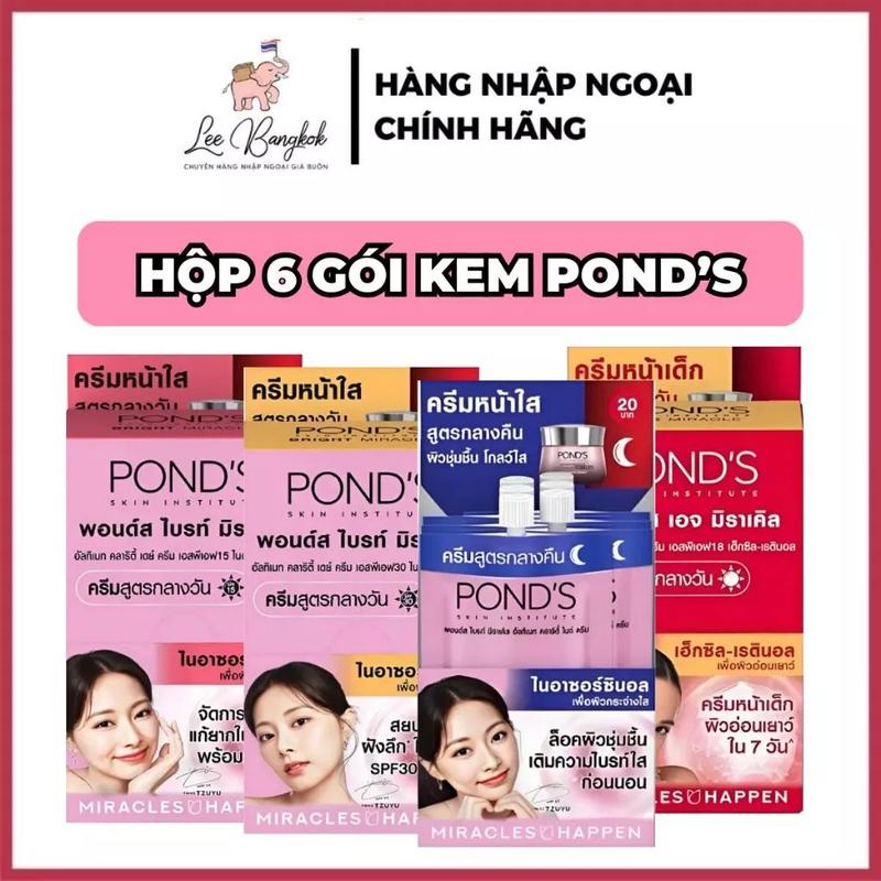 [Nội Địa Thái] Hộp 6 Gói  Kem Dưỡng Trắng Da Chống Nắng Ponds Bright Beauty Thái Lan, Gói Pond's Trắng Da 7g