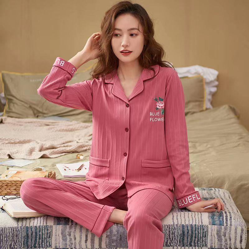 Bộ Đồ Ngủ Cotton Nguyên Chất Cho Mẹ Trung Niên Dành Cho Nữ, Tay Áo Dài, Ngoại Cỡ, Bộ Áo Cardigan, Thích Hợp Cho Phụ Nữ Trung Niên Và Cao Tuổi, Mặc Nhà, Mùa Xuân Và Mùa Thu, Có Sẵn Trong Mùa Hè 8