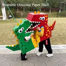 3D Kids Wearable Dino Cardboard Costume Carton Paper Box Pretend Play Dinosaur Children's Games