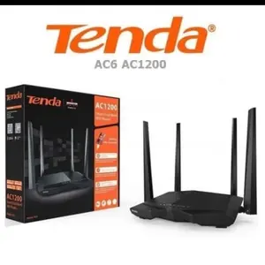 Tenda AC6 Dual Band AC1200 Mbps GIGABIT Wifi ROUTER EXTENDER Repeater Black Adaptor Antena