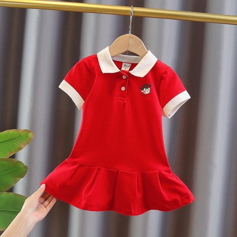 Mẫu Váy cổ bẻ GIRL dành cho bé gái sz 10-35kg. có 3 màu cho các mẹ chọn 6
