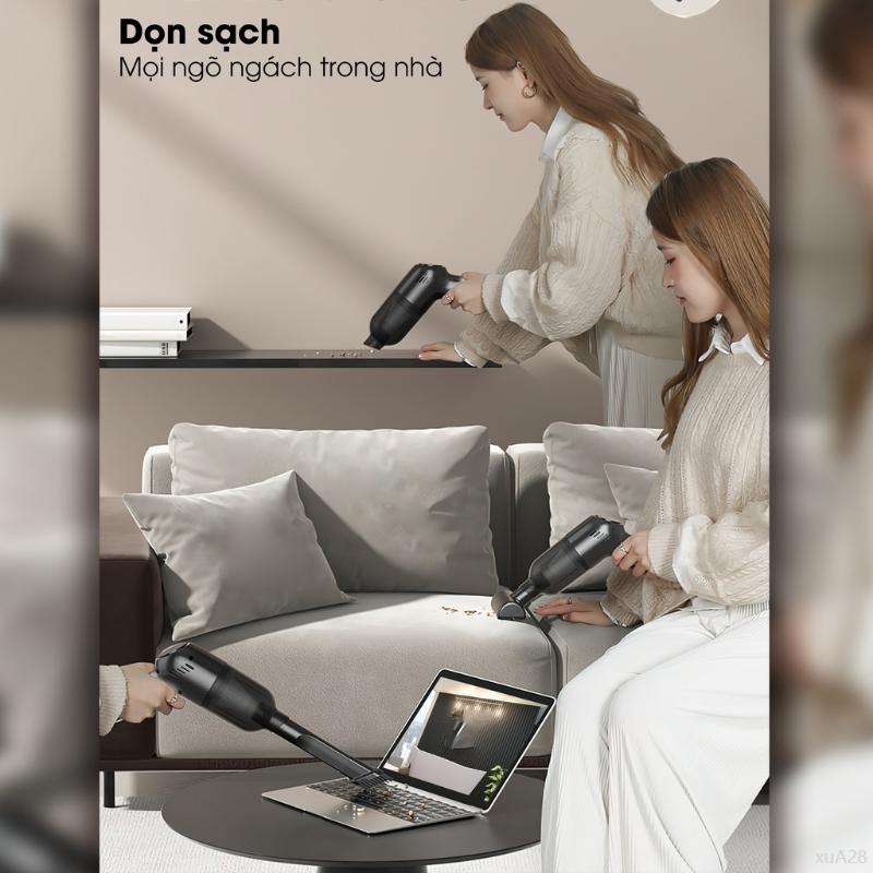 Máy hút bụi cầm tay mini không dây DELADEP, hút bụi ô tô, giường, sofa lực hút siêu mạnh 20.000PA BH 12 Tháng MHB01 6