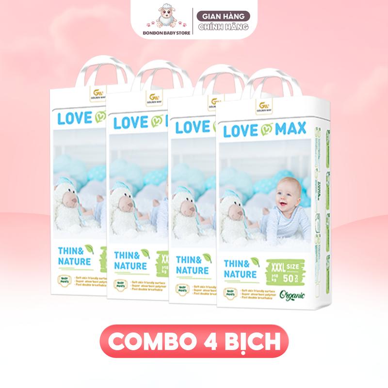  COMBO 4 Bịch LOVE MAX Tã Bỉm Dán Quần Cho Bé 