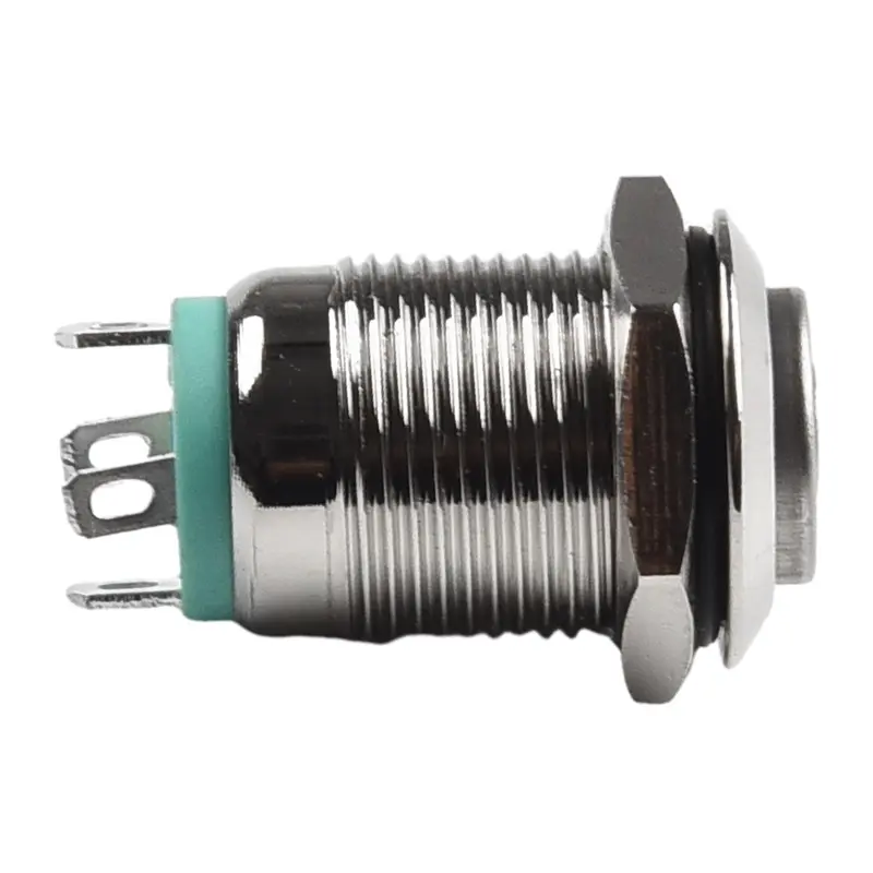 Công Tắc Nút Nhấn Kim Loại, 12mm, Nút Nguồn, Chống Thấm Nước, Đèn LED Phẳng, 12V-24V 6