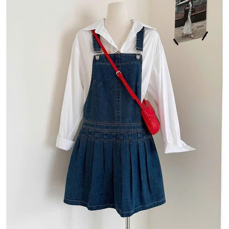  Yếm jean nữ xếp ly cá tính Yếm Váy Jean che khuyết điểm V2 KoKo Y6 