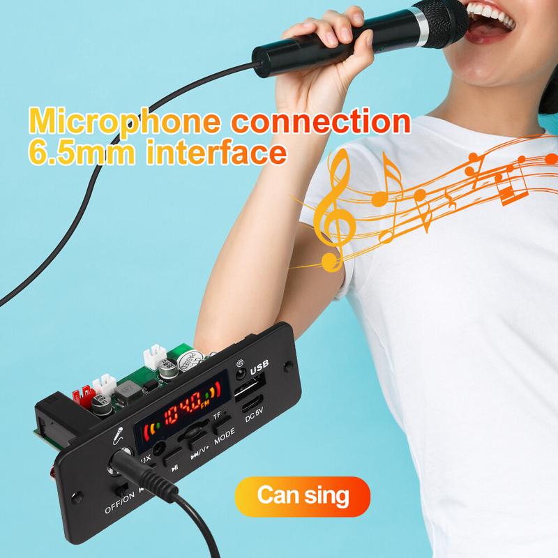 Product Introduction of 10W Amplifier Bluetooth DIY MP3 Decoder Board 5W DC 5V Music Player Car FM Radio Module TF USB Record Handsfree Call Microphone 24