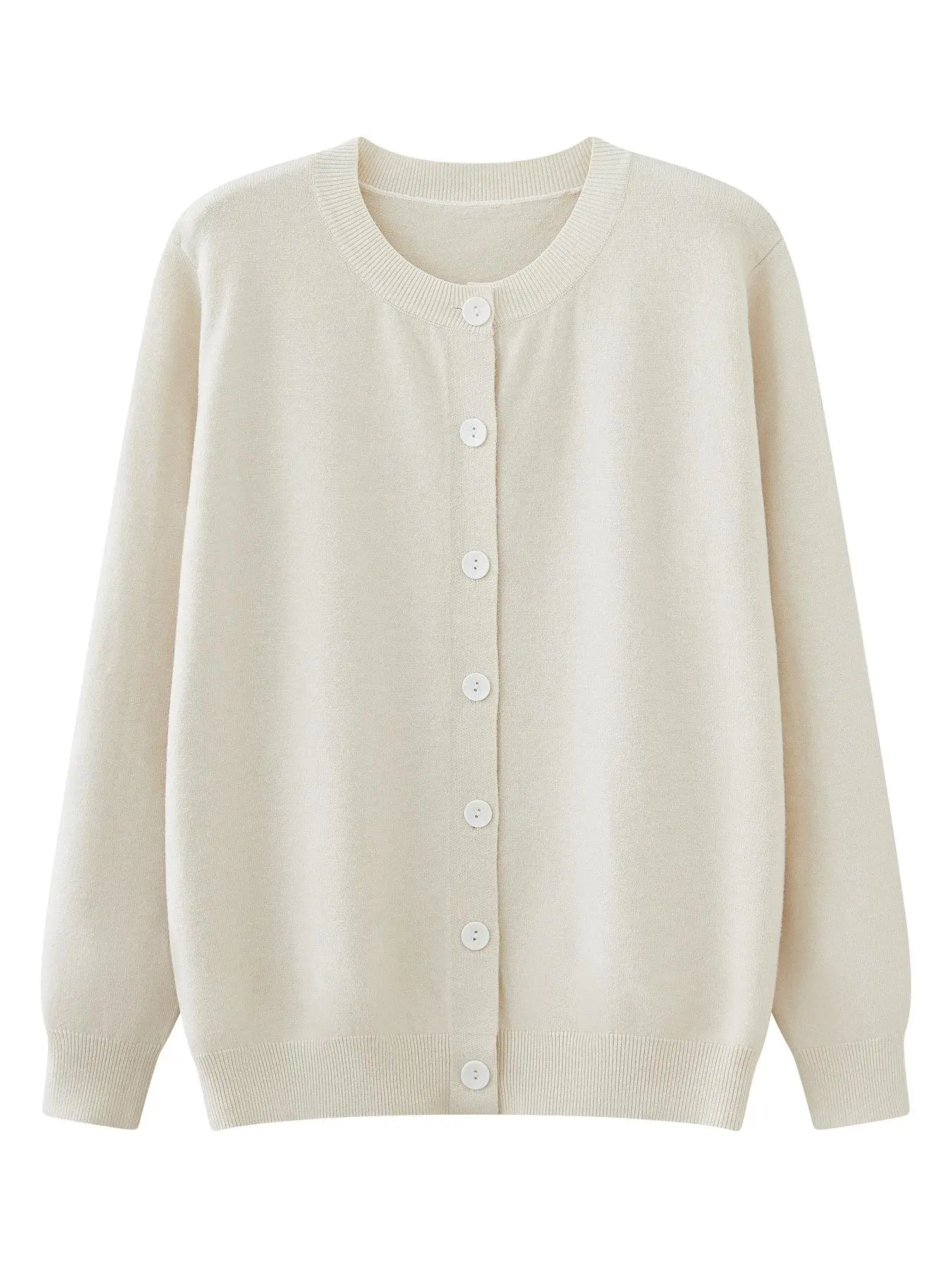 Plus Size Solid Button Front Sweater Cardigan, Casual Long Sleeve Round Neck Knitwear for Fall & Winter, Women's Plus Clothing for Daily Wear