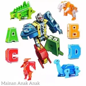 Mainan Robot Hurup Gambungan Isi 4 Pcs Robot Hurup ABCD / Mainan Robot Bongkar Pasang