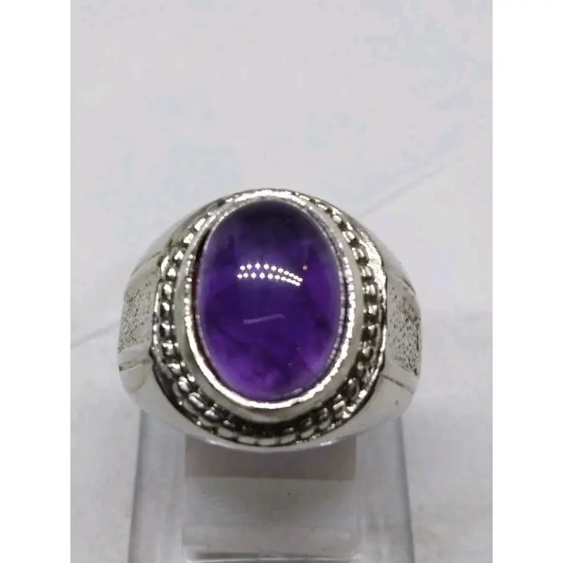 Cincin natural batu kecubung brazil ungu  Giwang
