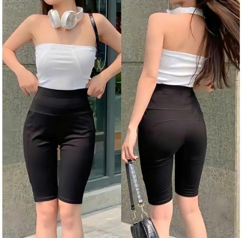 Combo 5 Quần Legging Lửng Nữ Nâng Mông Tôn Body-Chất dày dặn[43-62kg] Quần biker short fit body co dãn 4 chiều- quần lửng ôm tập Gym, Yoga, đạp xe thể 2