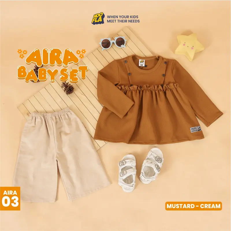 Hooflakids - Setelan Anak Bayi Perempuan Blouse Celana Aira Baby Set Katun 6