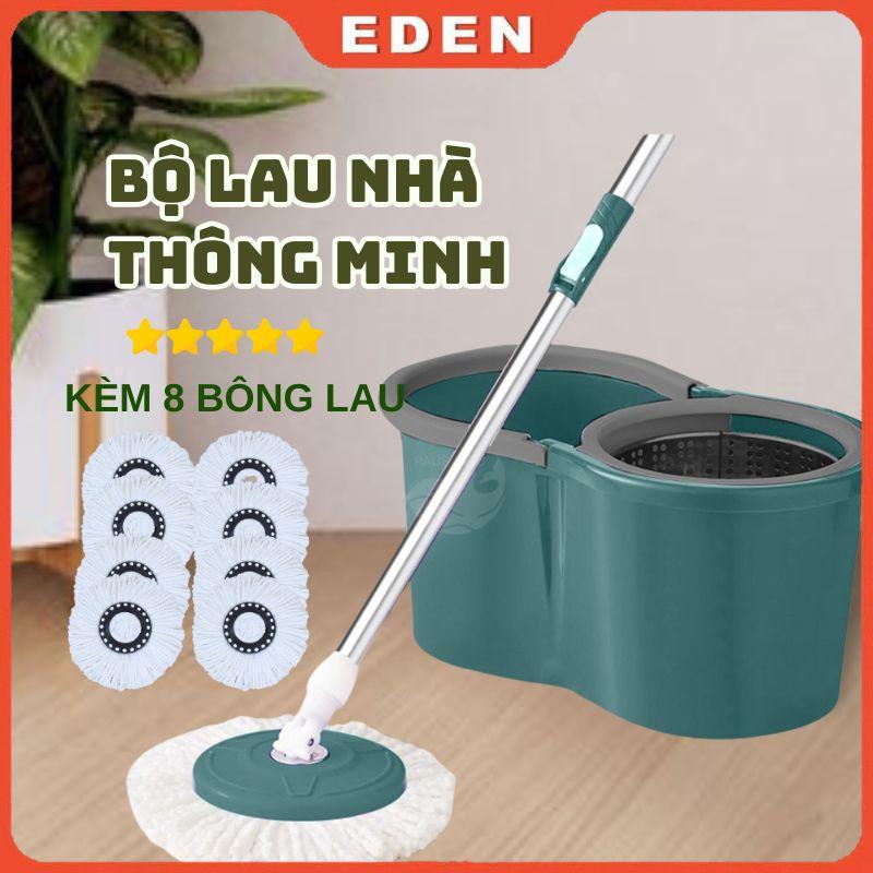 Bộ Lau Nhà Xoay 360 Độ Kèm Thùng Tự Vắt Inox Mâm Vắt Bằng Nhựa Coton Siêu Hút Nước Gồm 1 Thùng 2 Cây Lau 8 Giẻ Lau Tròn Lau Sàn Cây Lau Nhà