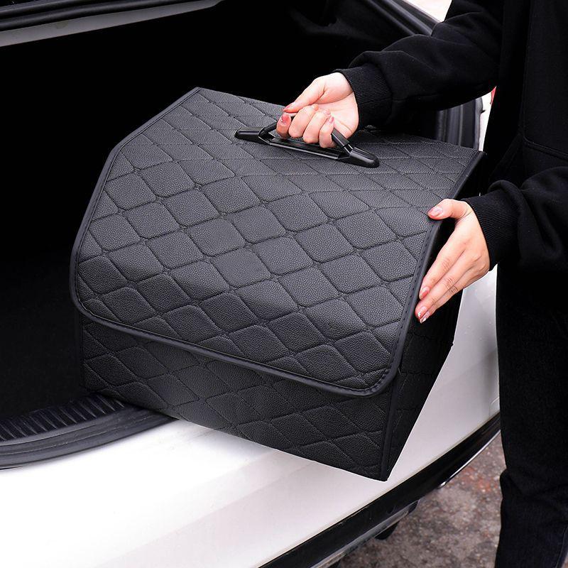 Foldable Car Trunk Storage Box, PU Leather Car Trunk Organizer, Multifunctional Car Storage Box, Universal Car Interior Accessories 4