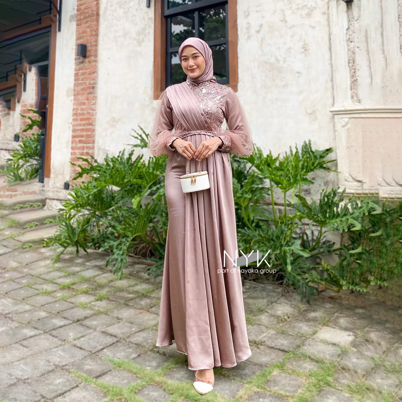 NAYANIKA BATIK - Gamis Brukat Tulle Payet Mix Velvet Dress Melody Modern Baju Kondangan Wanita Kekinian Gamis Mewah Allsize fit to XL