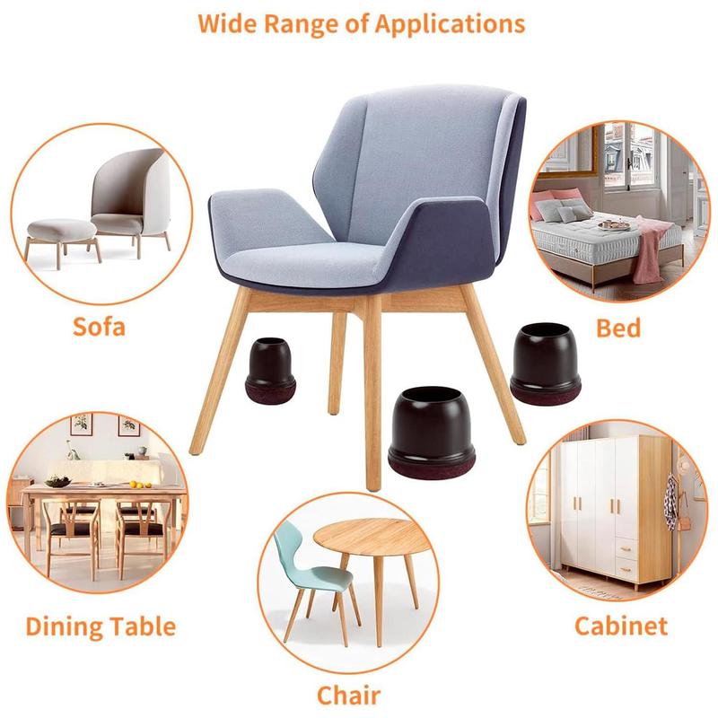 Chair Leg Cover, 8 Counts Round Wear-resistant Furniture Foot Cover, Anti-noise Universal Stool Foot Mat for Home Office 4