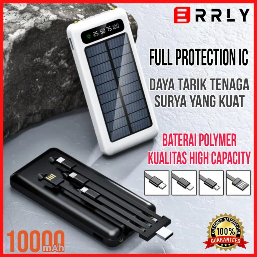 ERRLY Powerbank Solar Power Bank Tenaga Surya Tenaga Matahari Portable Senter Led Indikator 10000mAh