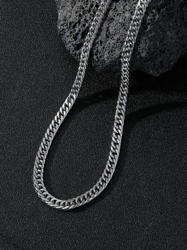 Men's Simple Plain Stainless Steel Chain Necklace, Fashionable Necklace. Casual Versatile Accessories 1