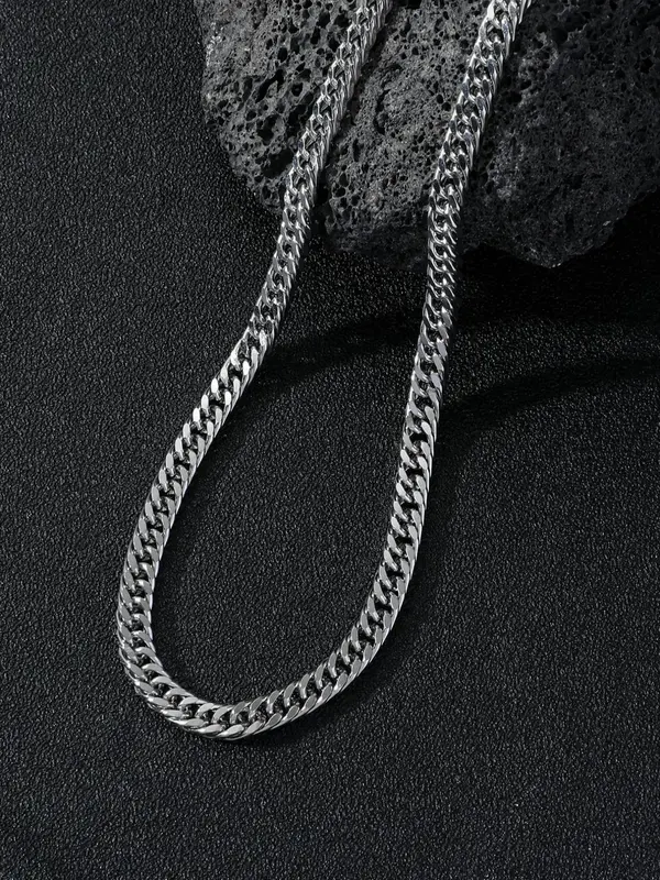 Men's Simple Plain Stainless Steel Chain Necklace, Fashionable Necklace. Casual Versatile Accessories 1