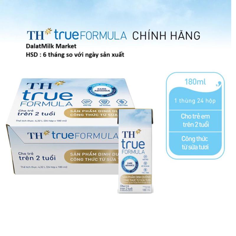 Thùng sữa Formula 180ml TH-TrueMilk - Sản phẩm dinh dưỡng công thức từ sữa tươi 180ml x 24 Trẻ trên 2 Tuổi !!! sữa bột true milk sữa th true tổ dalat milk ít Đường Chua