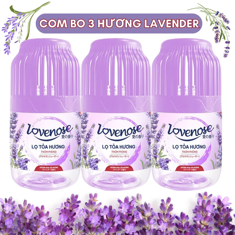 Combo 3 Lọ tỏa hương Lovenose hương thơm tự nhiên dễ chịu khử mùi sáp thơm phòng thế hệ mới siêu thơm 45 ngày, 180ml Dầu Thơm Phòng 1