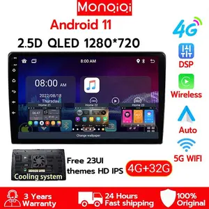 MONQIQI with cooling system4G+32G IPS Screen Head Unit android 7/9/10 Inch Car Android 13 Navigasi Untuk  head unit android car play /  Gps Navigasi Mobil Layar Ips  Kabel Bluetooth