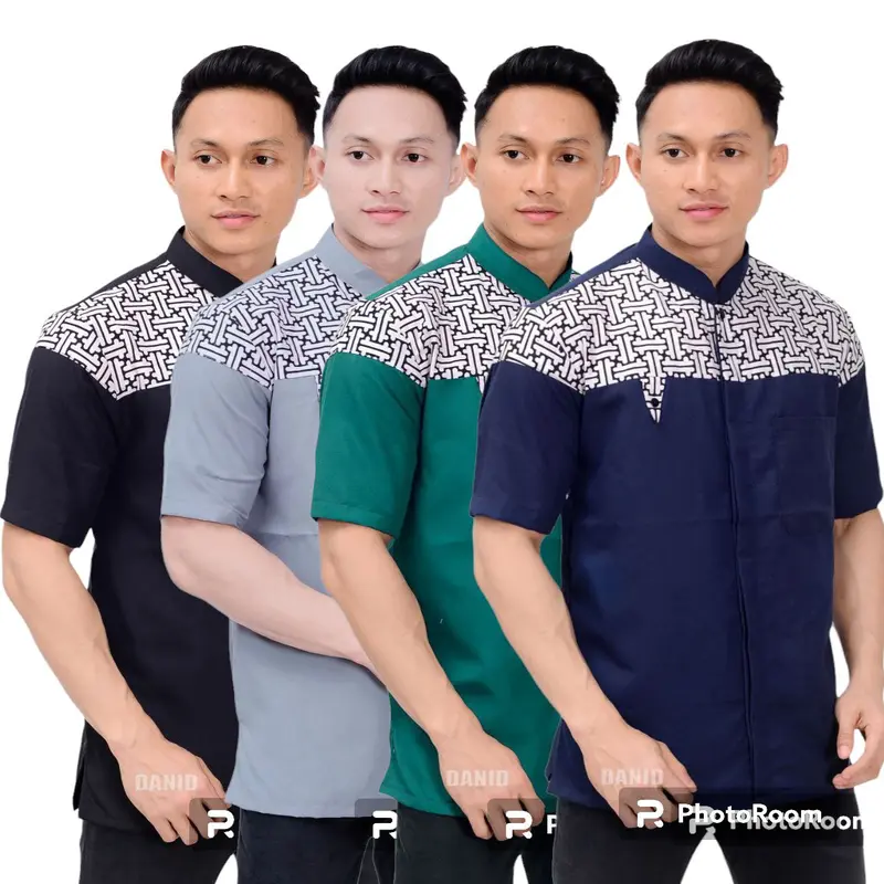 100 ribu dpat 4 baju koko kurta falcon lengan pendek Katun Muslim Pria Dewasa 6