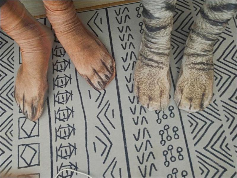 Product Introduction of Firstrich-TikTok Animal Feet Socks Trotter 3D Printing Creative Parent-Child Long Men's and Women's Tiger Children Cat's Paw Dog's Paw Chicken Feet 3