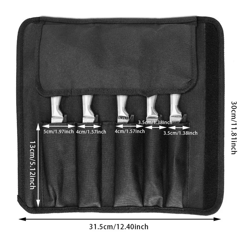 Black Portable Hand-held Double Open Knife Storage Bag