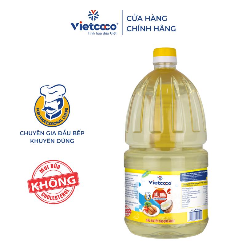 Dầu dừa Vietcoco cooking oil chai 2L - Dầu dừa nấu ăn từ Bến Tre