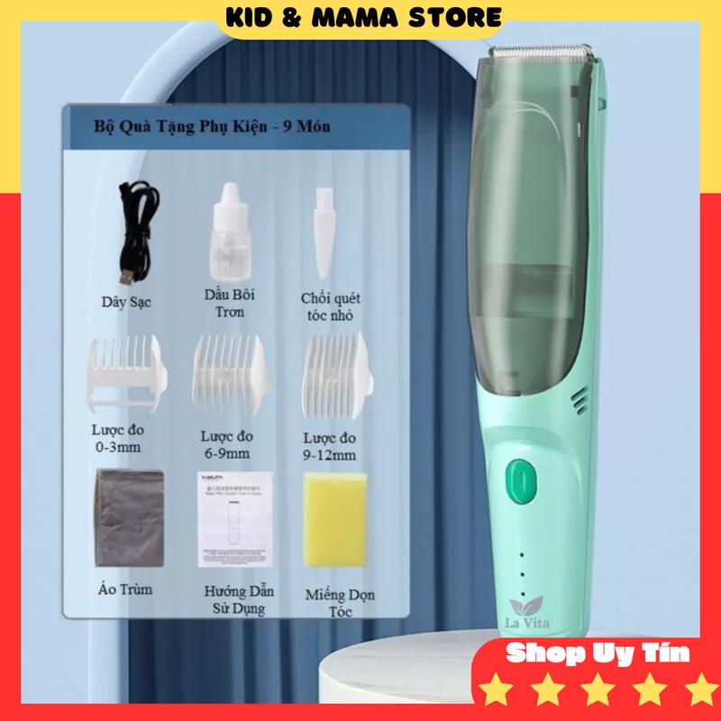 Tông đơ cắt tóc cho bé Lavita Misuta tự động hút tóc rơi khi cắt máy tăng đơ hớt tóc êm ái an toàn kèm 9 phụ kiện