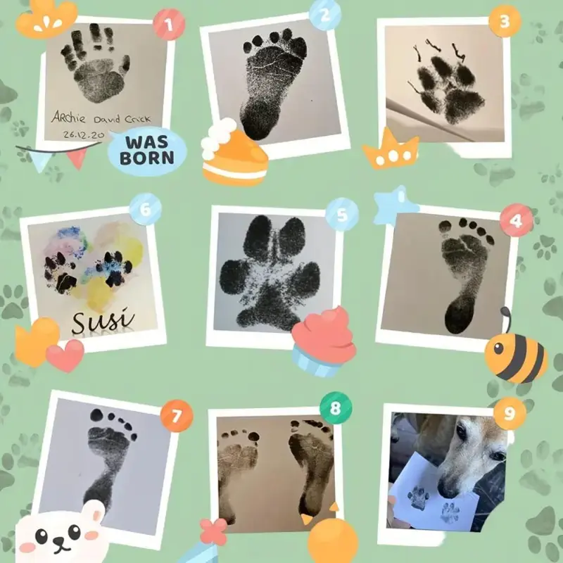 Non-contact Ink Pad, 1 Count Black Ink Color Touchless Ink Pad for Safe Footprint, Handprint & Pet Print Stamping, DIY Keepsake Supplies, Gift for Girlfriend, Halloween Gifts, Back To School Supplies, Holiday Essentials 5