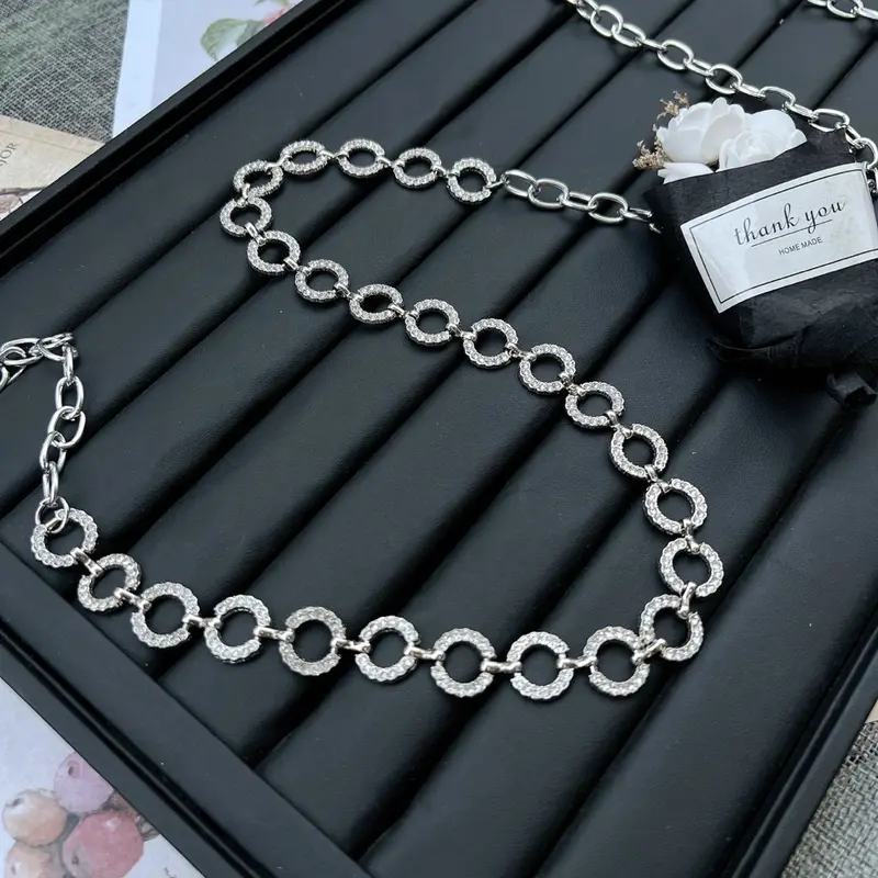 Thắt Lưng Xích Phối Váy Mặt Tròn 1cm Đính Đá 2 Màu, Chất Kim Loại Không Rỉ Sành Điệu Cho Nữ - H&T SHOP 4