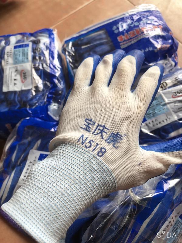 3 bịch (36 đôi) găng tay phủ sơn xanh leo núi, lao động