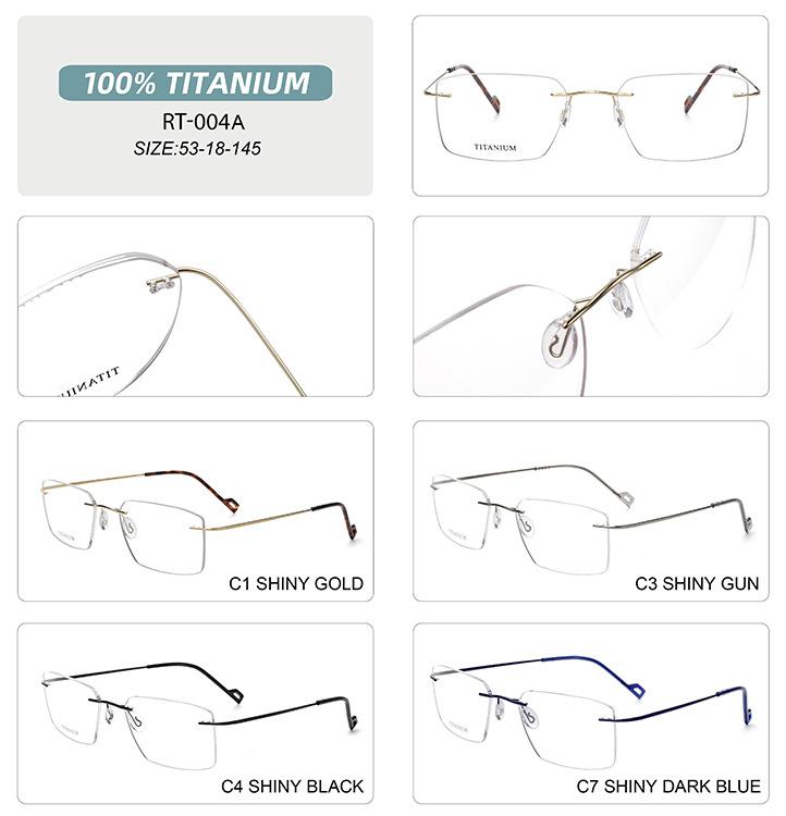 Product Introduction of Shile Replica RT-004-A Business Rimless Pure Titanium Optical Glasses Frame No Hinge Super Elastic Made in Shenzhen 6