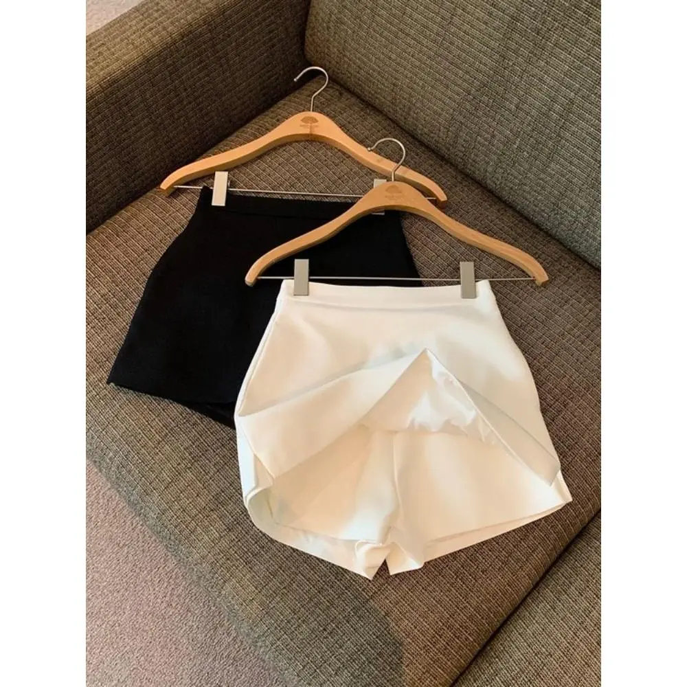 White suit pants skirt women's summer shorts small high waist culottes a-word skirt hip-wrapped short skirt