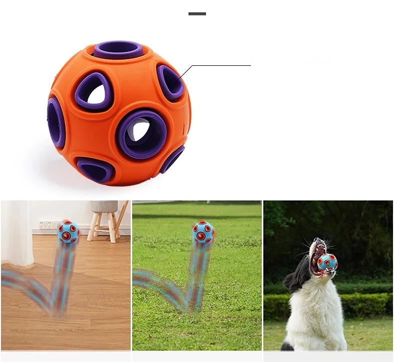 Product Introduction of Pet Toy Ball Ring Bite Resistant Sound Making Dog Toy Rubber Tooth Grinding Training Ball Pet Supplies Interactive Dog Toys 4