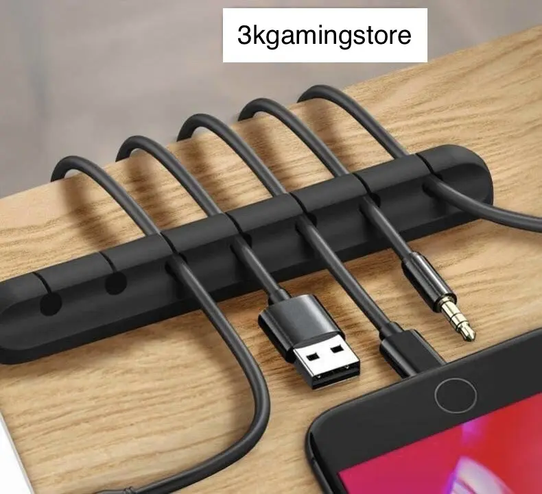 Silicone Kẹp Giữ Dây Cáp Sạc Điện Thoại, Máy Tính - Keo 3M Siêu Dính 4