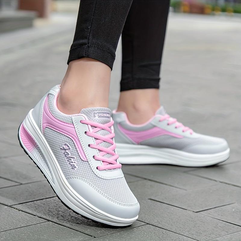 Shock Absorption Fashion Walking Shoes For Women, Breathable Wedge Sneakers, Outdoor Casual 4
