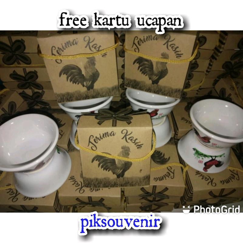( isi 12 pcs) Mangkok ayam jago kemasan box rustic souvenir hadiah/souvenir antik Pernikahan 1
