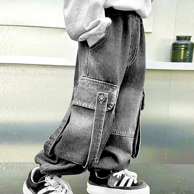 (13-40kg) Quần jean túi hộp bé trai, Màu đen khói cực chất (mã HD-50) quần bò mềm bé trai