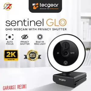 TECGEAR SENTINEL GLO 2K QHD webcam with Ring Light | Webcam Lampu Cincin TECGEAR SENTINEL GLO 2K