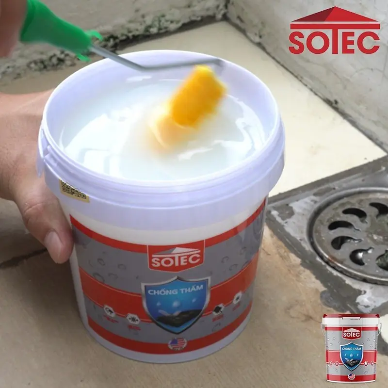Keo Trong Suốt SOTEC - POXY (5 Lít/Kg) Chống Thấm Sàn Nhà Vệ Sinh, Sàn Nhà Tắm, Gạch Men, Gạch Đỏ, Bề Mặt Gỗ, Sành Sứ, Đá Tự Nhiên. 4