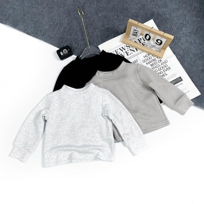 Áo giữ nhiệt bé trai bé gái áo cổ 3cm chất liệu cotton loại 1 từ 9-40kg