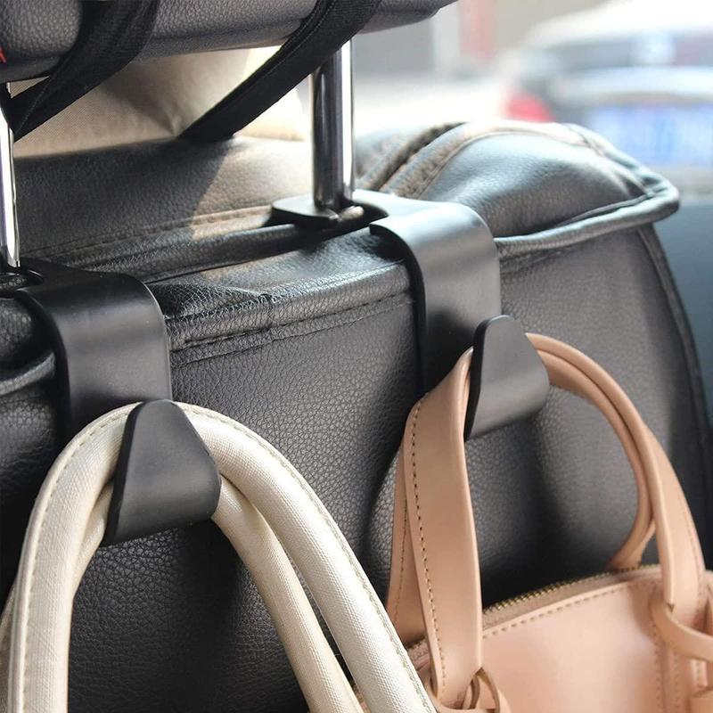 Universal Car Headrest Hook, S-shaped Design Car Back Seat Organizer Hanger, Rotatable Clamp-on Car Storage Hook for Bag Purse Cloth Grocery 2