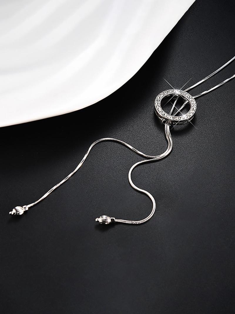 Product Introduction of Women's Elegant Rhinestone Decorated Pendant Necklace, Exquisite Trendy Pendant Necklace, Chic Jewelry As Gift for Girlfriend 14