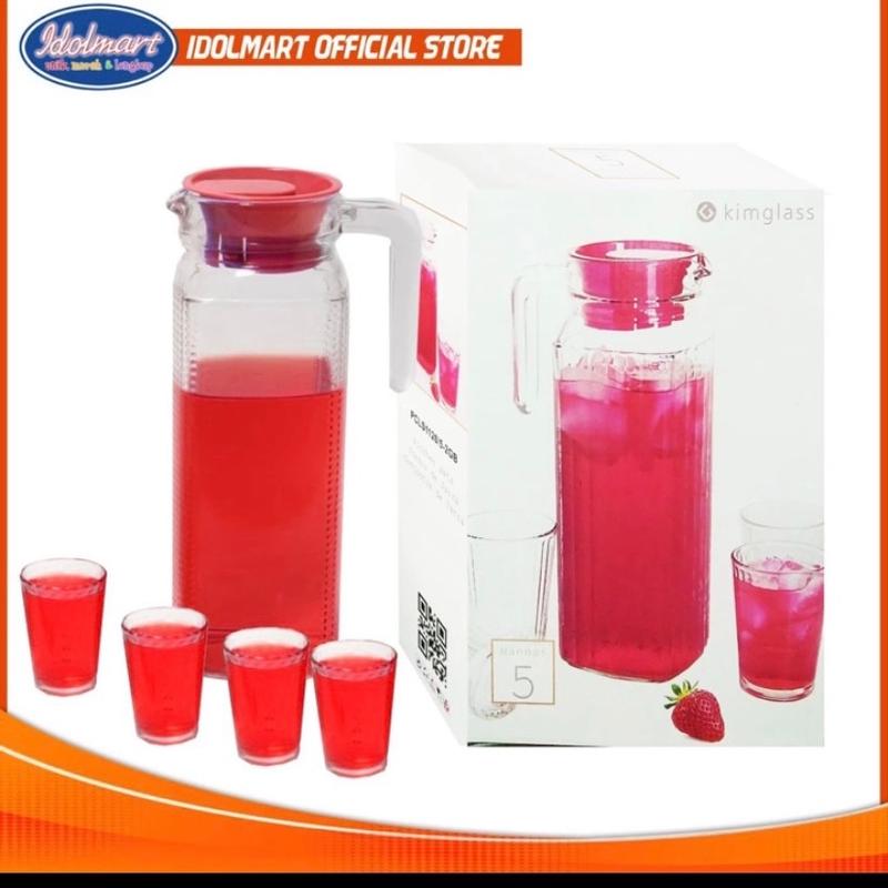 IDOLMART  Pitcher Teko Set Drink Set Kimglass isi 5 pcs Gelas 1